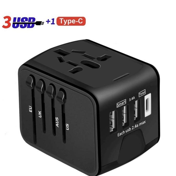 Charger Travel Universal Travel Adaptor 3 port USB + 1 type c