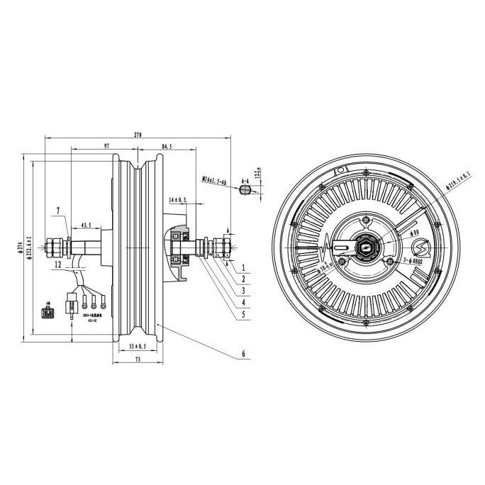 PROMO QS MOTOR QS254 14INCH HUB MOTOR 3.5*14'' 3000W40HV1 #ORIGINAL