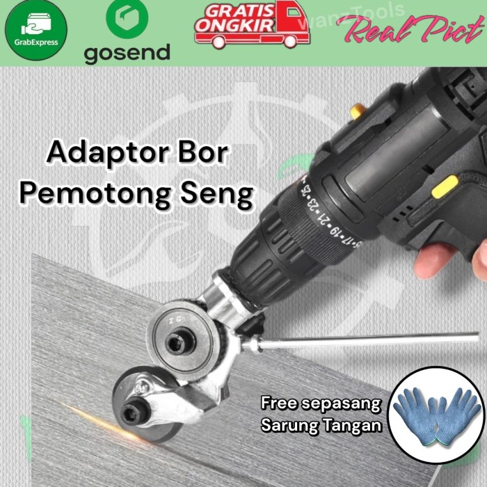 Promo Adaptor Mesin Bor Alat Potong Gunting Plat Besi Pelat Seng