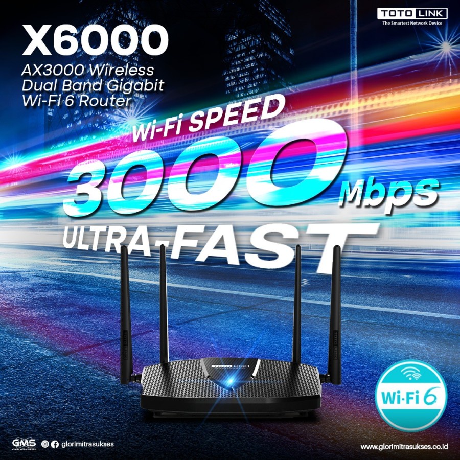 Router Totolink X6000R - Ax3000 Dual Band Gigabit WiFi 6 Router X6000R