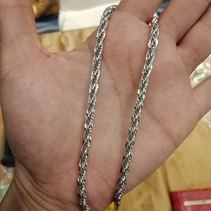 Mei Rantai Kalung Emas Asli Kadar 750 22 75% Kilat Whitegold Cowok Pria