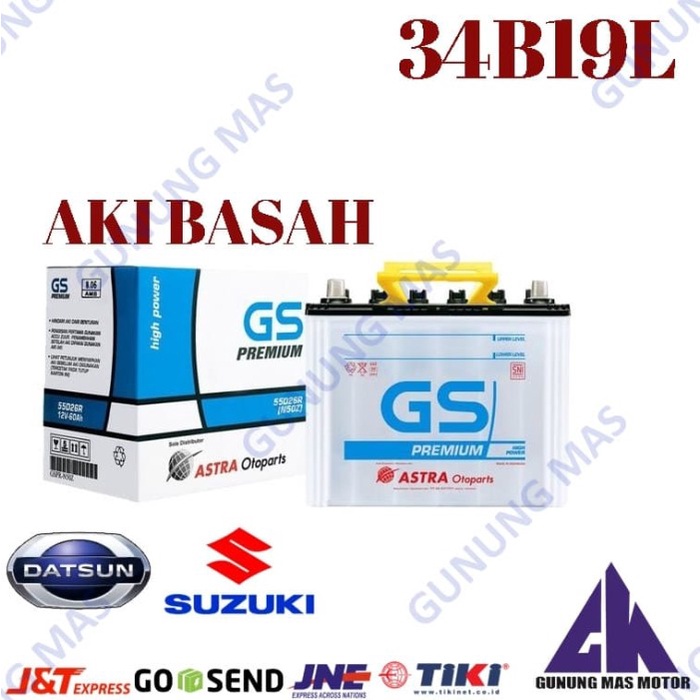 Aki Mobil 34B19L Batre Battery Accu 34B19L Baterai Gs Premium Astra Best