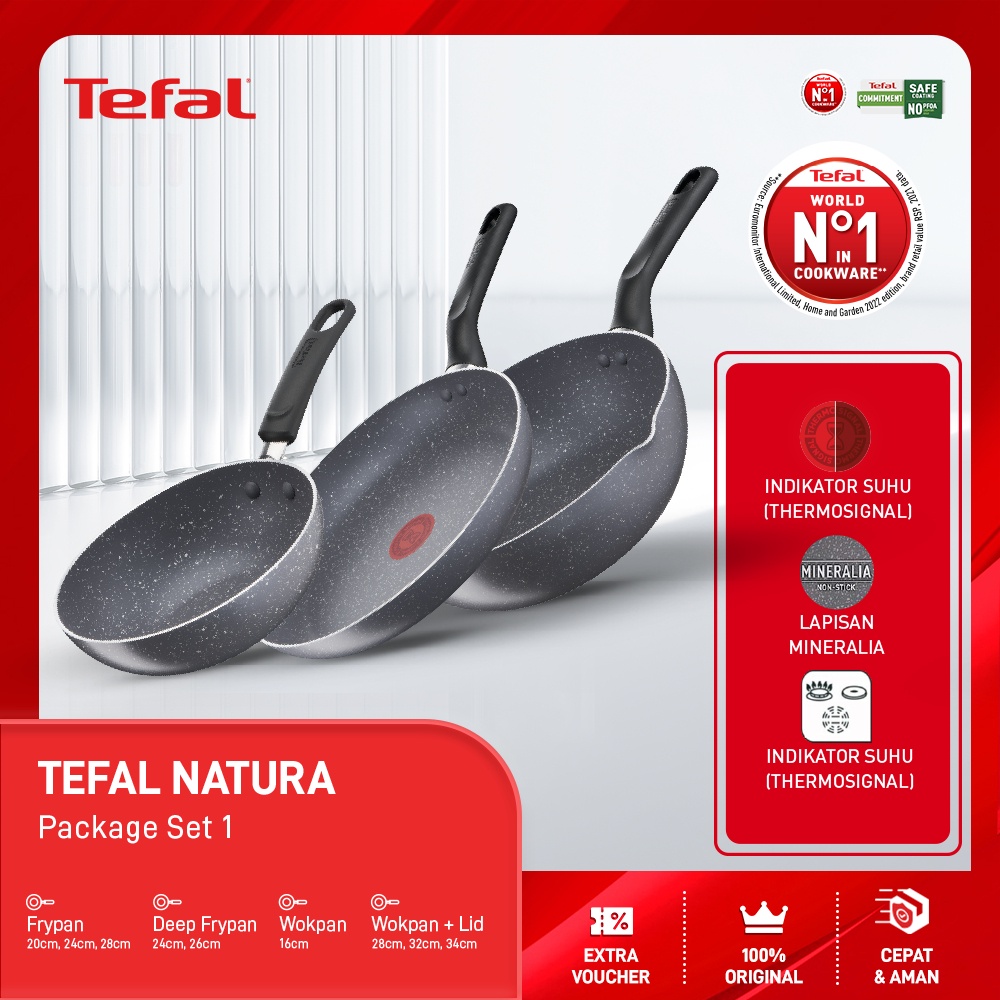 [EXCLUSIVE] BEST QUALITY Tefal Natura Package Cookware Set 1 Wajan Panci Set Penggorengan Anti