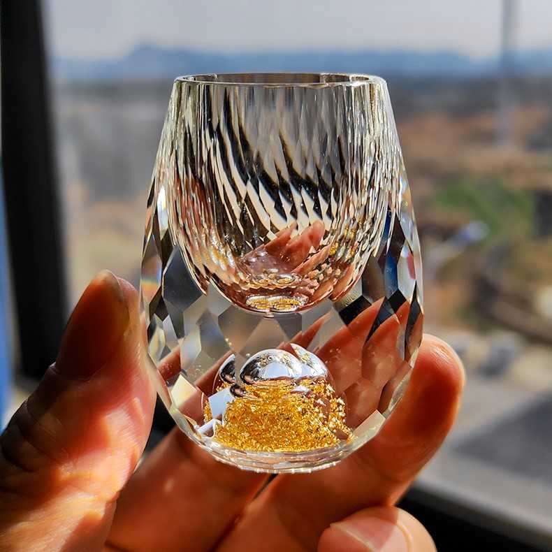 gelas sloki Gelas bar Crystal Gold Diamond Shot Glass 15ml gelas kecil