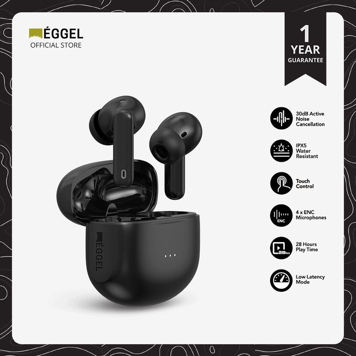 Ready Eggel QuietBuds ANC + ENC TWS Bluetooth Earbuds + Gaming Mode (Black)