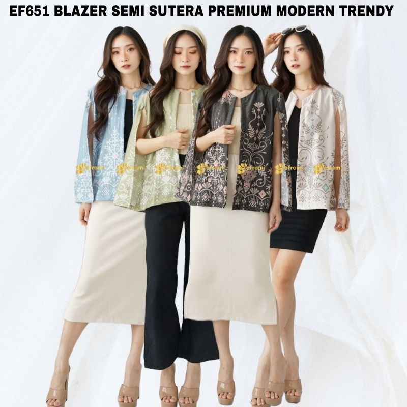 Blazer Satin Wanita Dern Outer Blazer Batik Kantor#Blazer Batik Satin#Blazer Batik Se Sutera#Blazer
