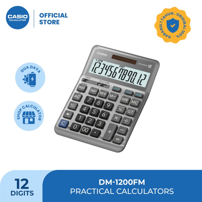 

CASIO DM-1200FM - KALKULATOR KANTOR - 12 DIGIT ORIGINAL TERBARU