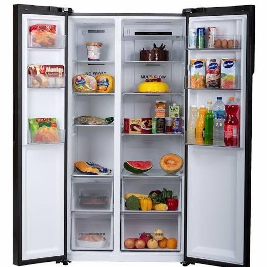 Harga Anjlok Aqua Aqr-605Ig Kulkas Side By Side Sanyo Inverter Aqr605Ig Black Glass