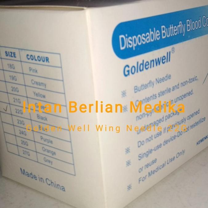 Terlaris Butterfly Needle 22G / Wing Needle 22G Golden Well isi 100 pcs SALE