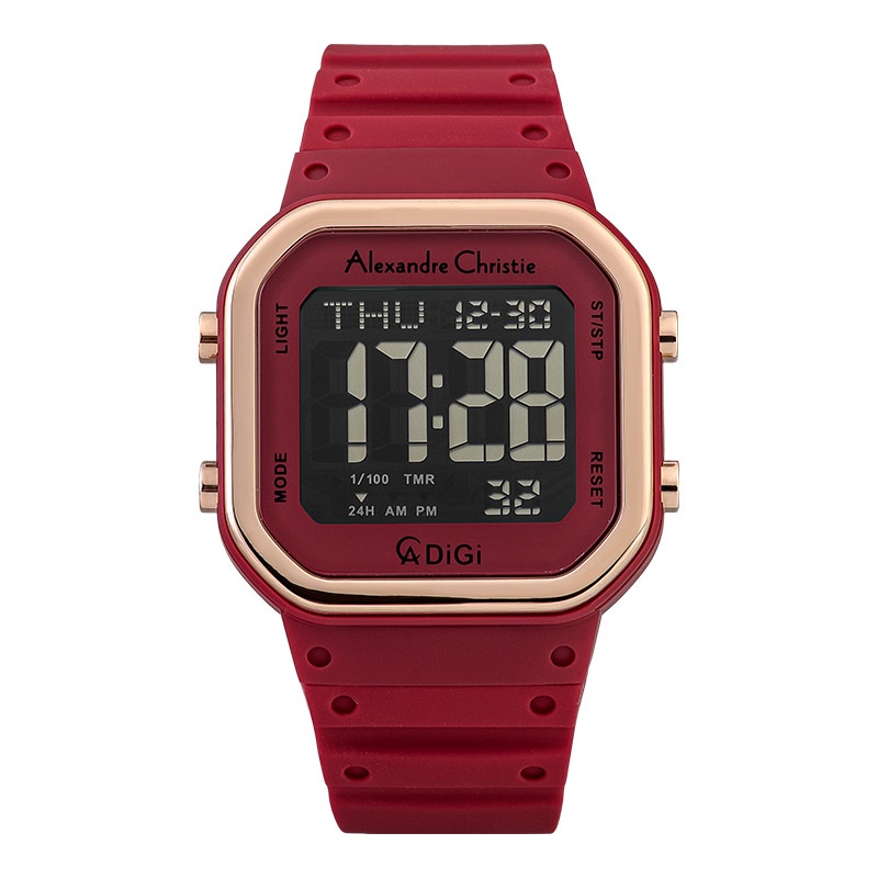 Jam Tangan Wanita Alexandre Christie Ac 9347 Lh Rrgre Ladies Bla Digital Dial Red Rubber Strap