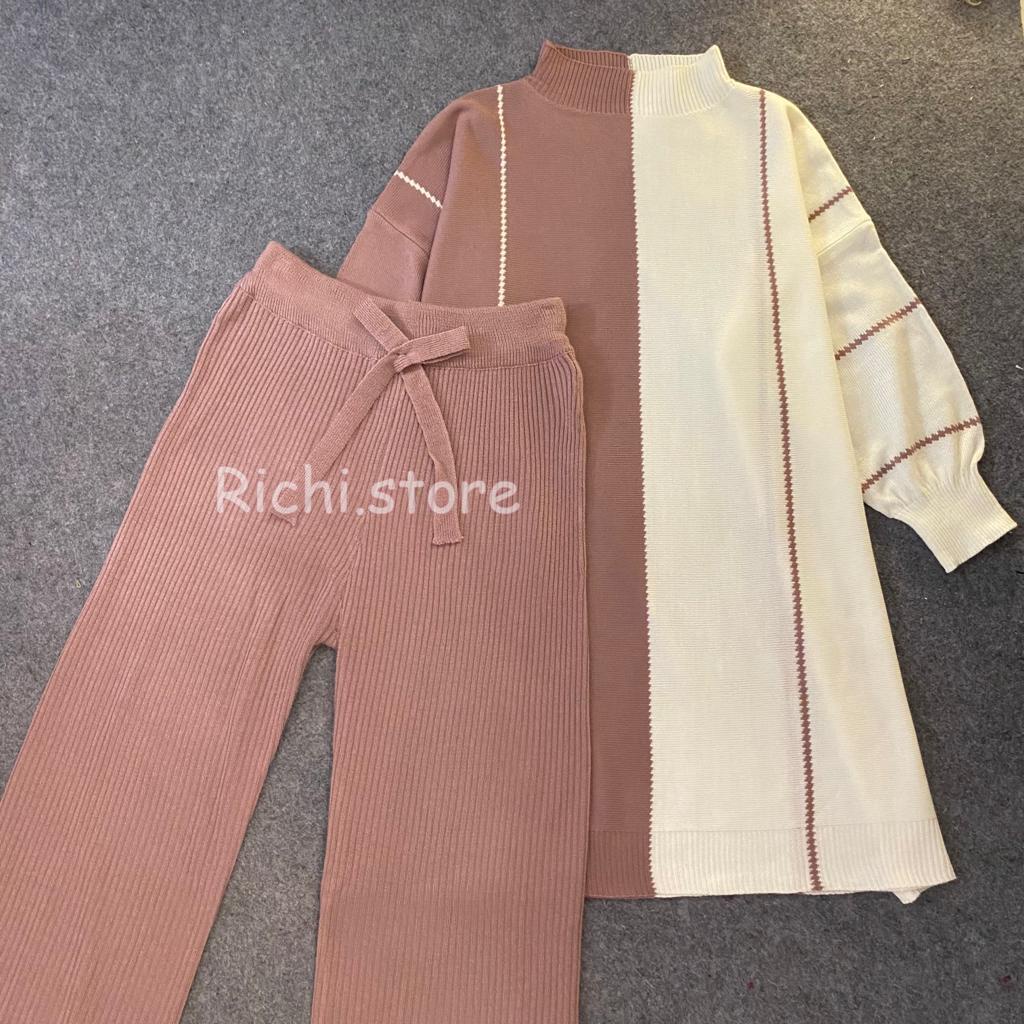 One Set Kulot Clara Tunik Rajut Terbaru (Celana+Tunik)
