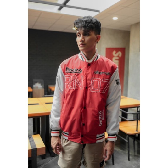 jaket bomber genius terbaru-jaket original cibernetic-jaket merah putih anti air