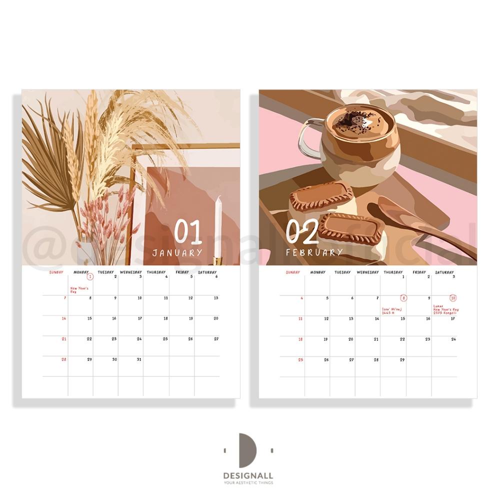 

[ZZR] DESIGNALL KALENDER DINDING AESTHETIC 2024 A3 SPIRAL GH LARIS