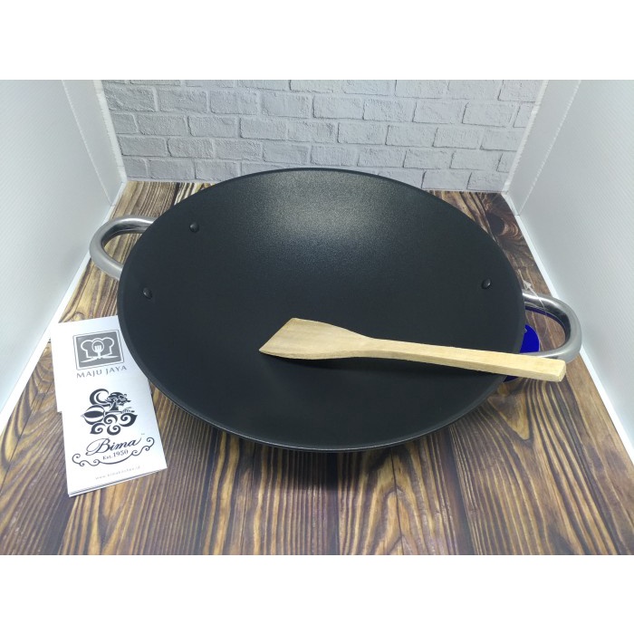 ✅Original Bima Wajan Besi Hitam Kuali Wok Teflon Lapisan Anti Lengket 30 Cm Berkualitas