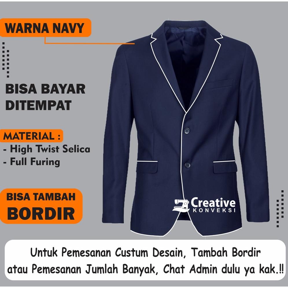 READY Jas Almamater, Warna navy lis putih Jas Osis, Jas Sekolah SMP / jas pondok pesantren PREMIUM