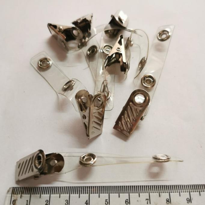 

jepit garis id card / jepitan name tag nikel / 100pcs