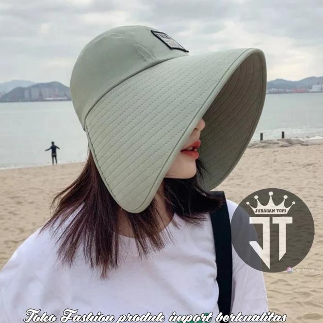 Gratis Ongkir Topi Pantai Anti Uv Topi Lebar Wanita Lipat Praktis - Hitam Bisa Cod