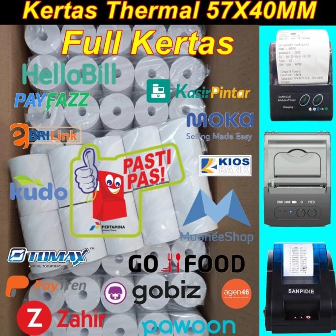 

Kertas Thermal 57 X 40 / 57x40 / 58 x 40 / 58x40 mm per 100 Roll Polos