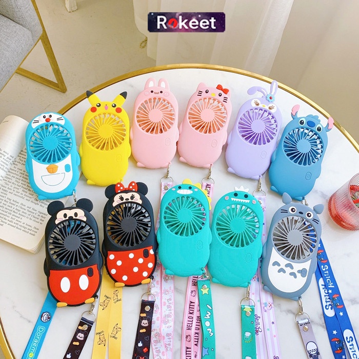 Rokeet Kipas Angin Mini Portable Kter Lucu Phone Stand Holder Usb