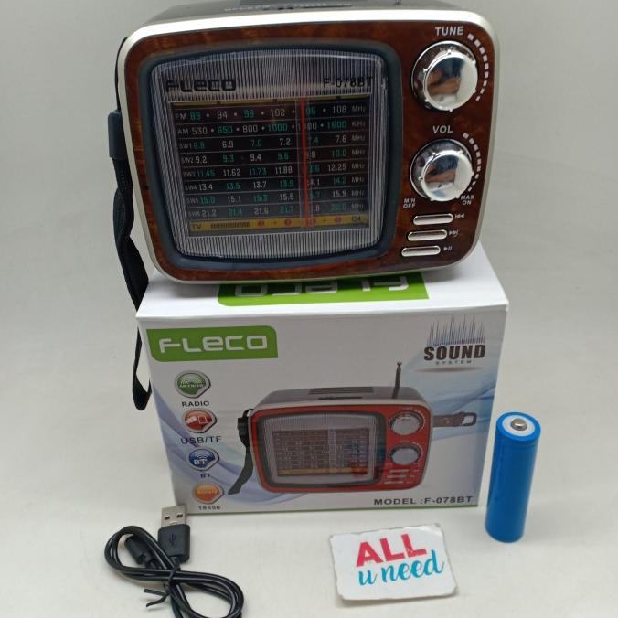 Radio Bluetooth Am Fm Sw Fleco F-078BT - Radio Jadul Bluetooth Fleco