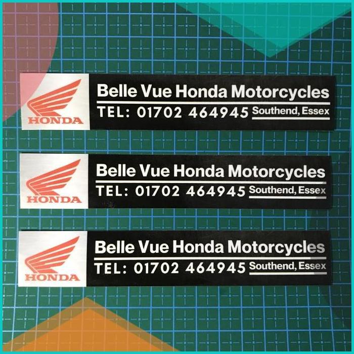 Sticker Dealer Motor Honda Belle Vue Motorcycle Southend Essex UK 16no