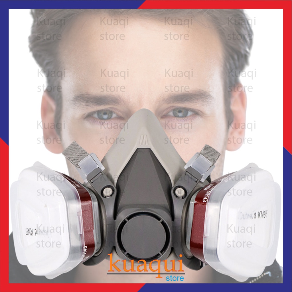 Masker Gas Half Mask Respirator KN95 Taffware 6200 Masker Filter Pabrik Kebun Las Cat Gas