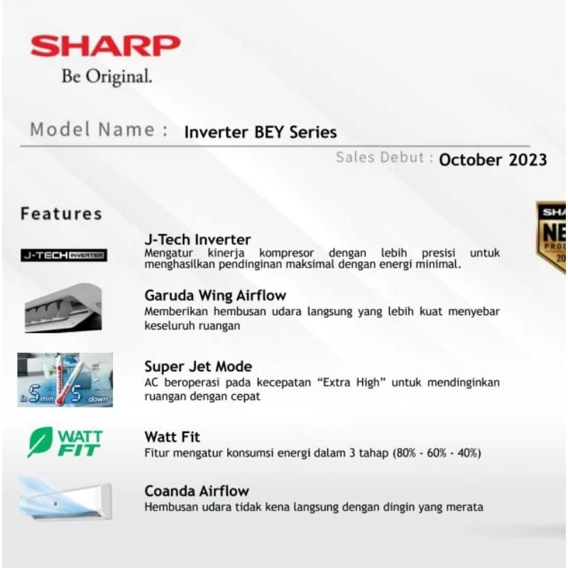 AC Sharp 1/2 Pk inverter AH-X6BEY