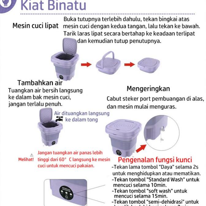 UPUPIN Mesin Cuci Lipat Mini Portable dan Pengering Pakaian 8L