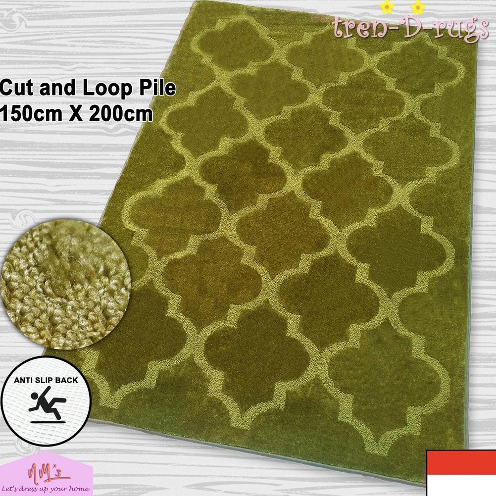 Tren-D-rugs Karpet plush lantai permadani tebal halus motif 3D timbul anti slip 150 cm x 200 cm -NMs
