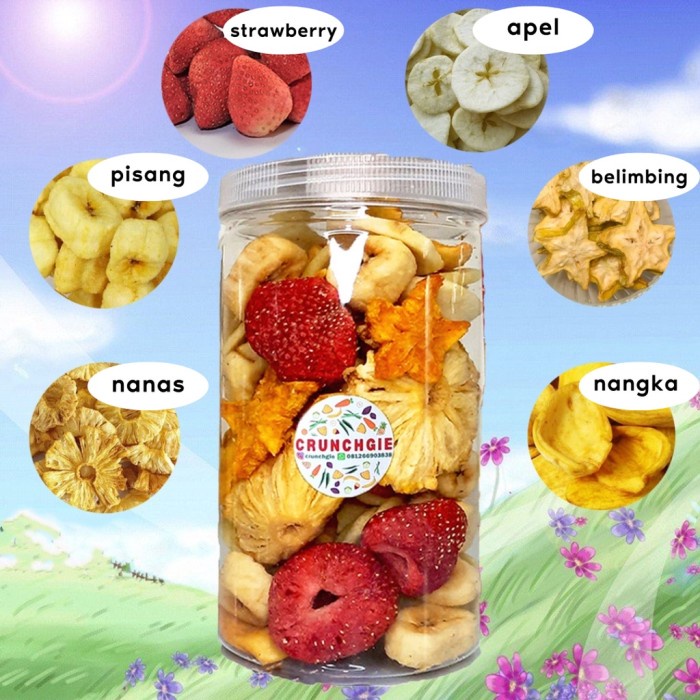 

Keripik - 1L Keripik Buah Fruit Crisps Vacuum Fried Premium Keripik Strawberry