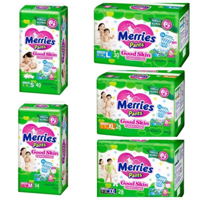 Merries Good Skin Pants M34+2 / L30 / Xl26 / Popok Bayi Merries / Pempers Pempes