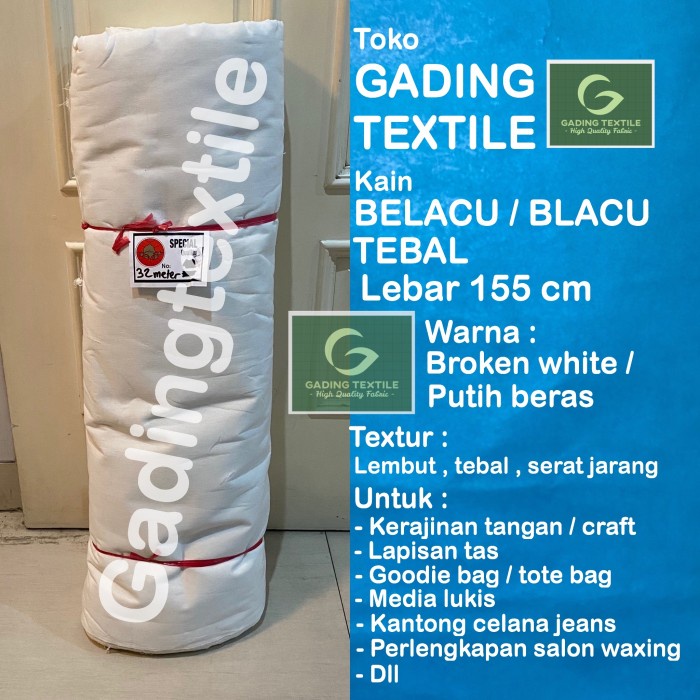 [Ori] Kain Belacu Tebal Blacu Putih Lebar 155 Cm Bahan Hordeng Craft Goodie Limited