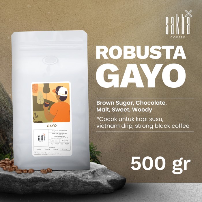 

Biji Kopi Bubuk Fine Robusta Gayo Aceh Coffee Sakha Roastery 500 Gram