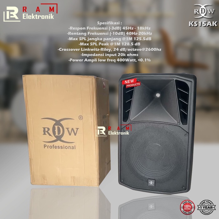RDW KS15AK / KS 15 AK Speaker Aktif 15 Inch Original Garansi Resmi 1TH