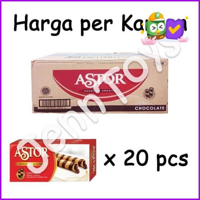 

Biskuit Wafer - Jenntoys - Makanan Wafer Coklat Biskuit Mayora Astor 150Gr Karton