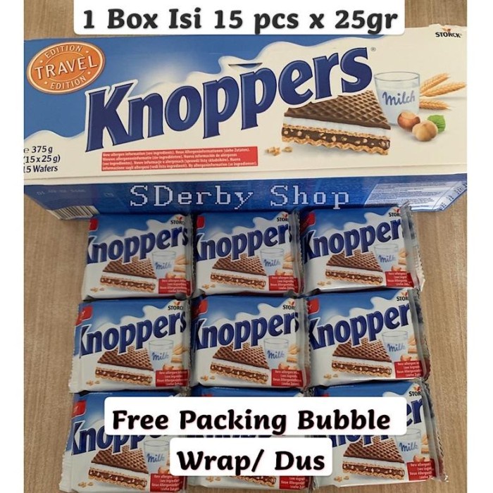 

Biskuit Wafer - Storck Knoppers Hazelnut Milk Wafer Biscuit Coklat German Isi 15