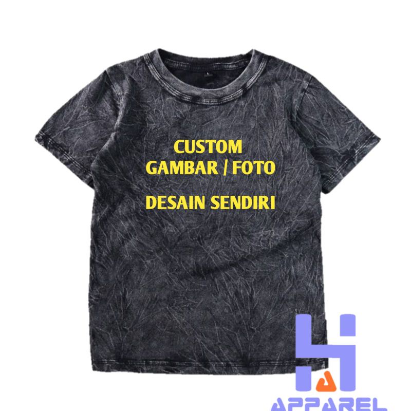 BAJU ANAK KAOS ANAK WASHED CUSTOM GAMBAR / FOTO / DESAIN SENDIRI