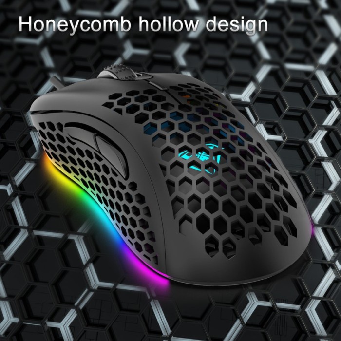 Terbaru Aula Wind F810 Marco Mouse Gaming Optical 6400Dpi Desain Sarang Lebah Promo Terlaris