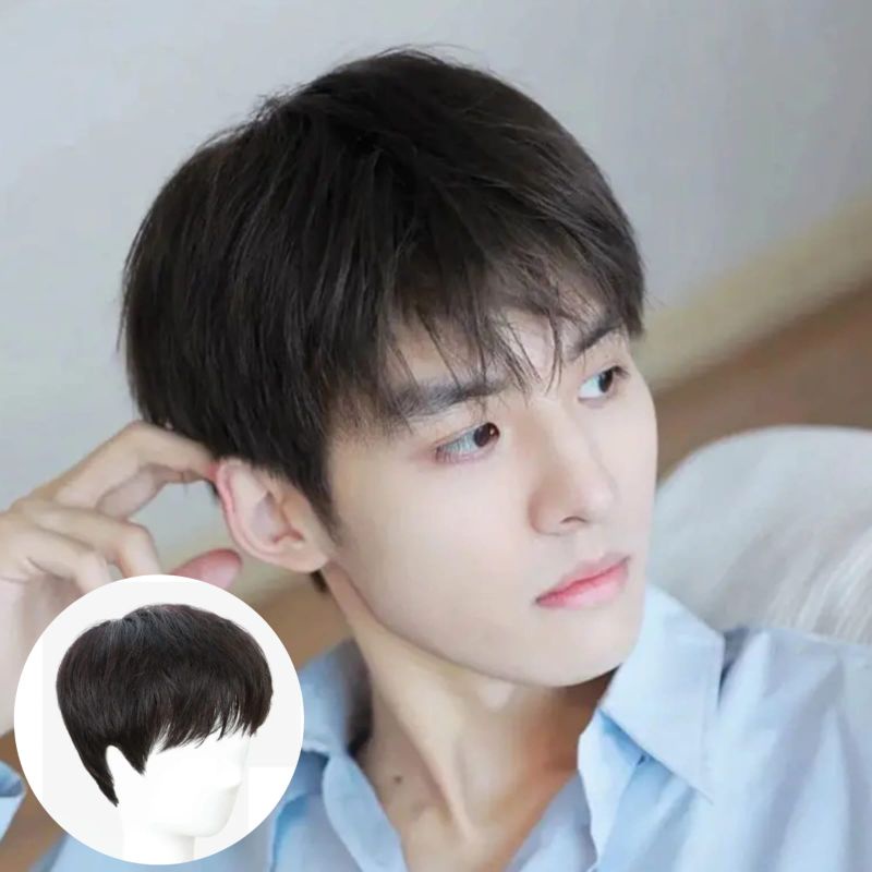 TERBARU WIG FULL RAMBUT PALSU MODEL PRIA KOREA WIG PRIA RAMBUT PALSU RAMBUT PENDEK WARNA HITAM MODEL