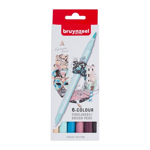 

Terbaru Bruynzeel Fineliner/Brush Pen Set Venice 6 Colours Promo Terlaris
