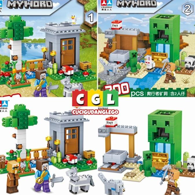 Mainan Bricks Minecraft My World Creeper Mine Village Ranch