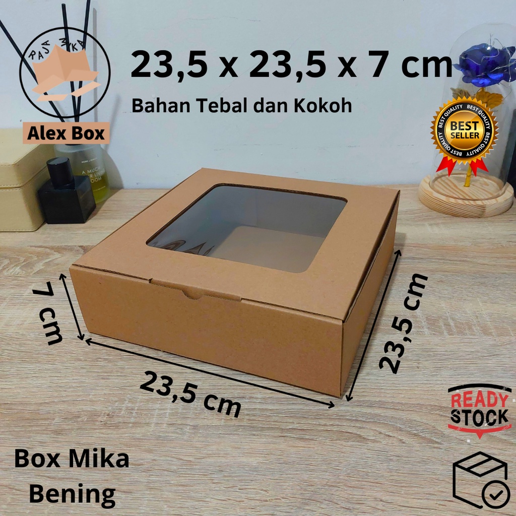 

Kardus Mika 23,5 x 23,5 x 7 cm... model diecut, untuk kue hampers dll