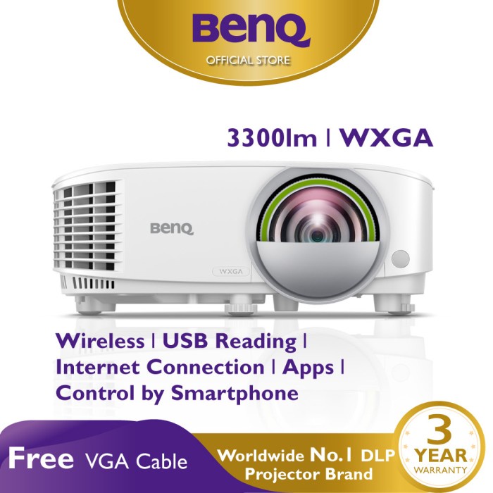 PROYEKTOR WIRELESS BENQ EW800ST 3300LM WXGA MEETING SMART PROJECTOR