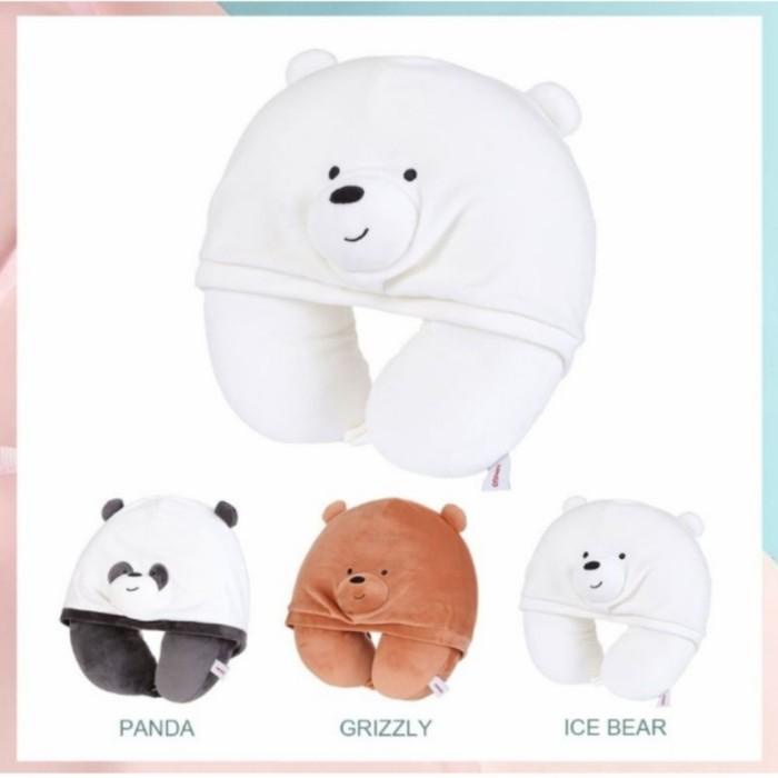 Miniso Bantal Leher Dengan Hoodie Karakter We Bare Bears