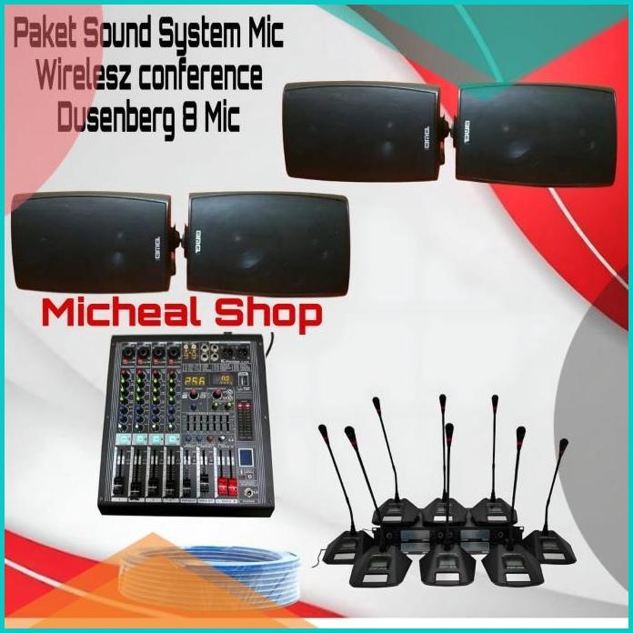 Paket Sound System Mic Conference Wireless 8 Mic +4 speaker 5inch BMB