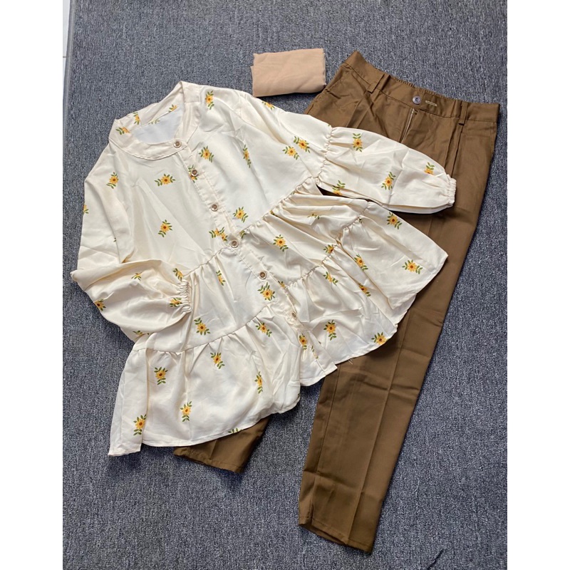 Marsha Set (Blouse+Hijab+Basic Pants) Paket Ootd