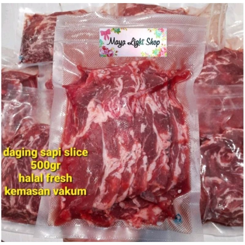 

Daging sapi slice yakiniku sukiyaki 500gr halal Us beef daging tipis