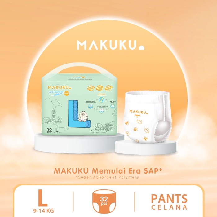 Ready MAKUKU Air Diapers Comfort - Pampers Popok Bayi Ukuran New Born - XL