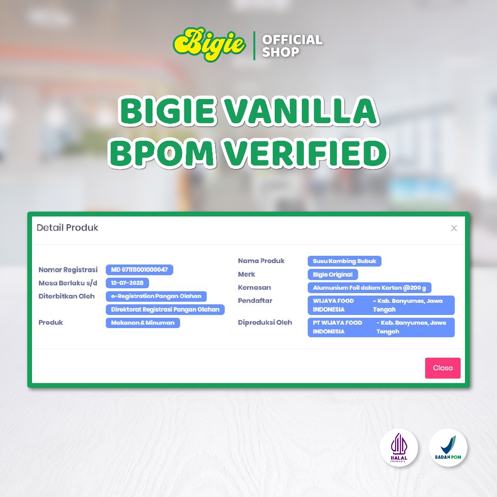 

Bigie Susu Etawa Ggemuk Badan Ambah Berat Badan Rasa Vanila Bpom