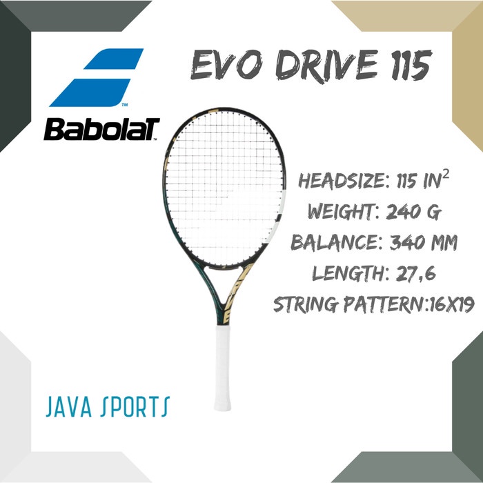 ✨Ori Raket Tenis Babolat Evo Drive 115 Wimbledon  115 In²  240G Limited